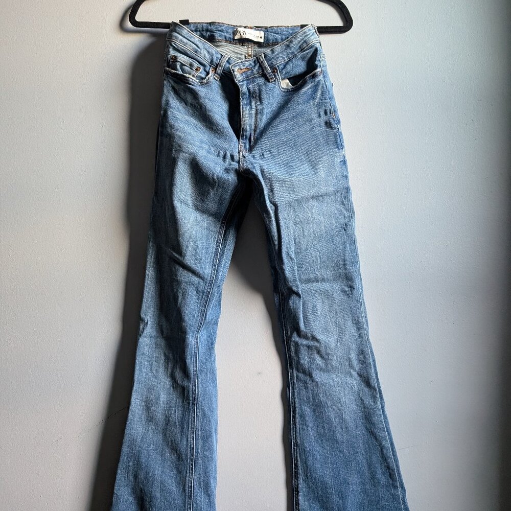 Zara Light Wash Bell Bottom Jeans
